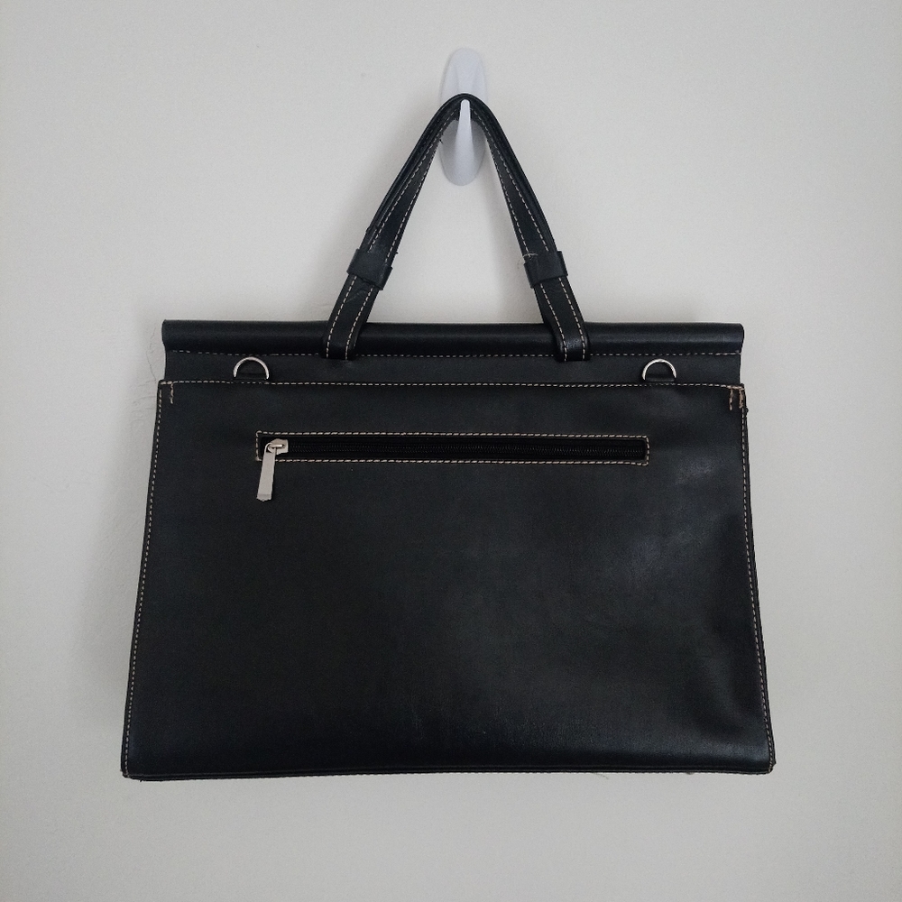Black Rectangular Leather Laptop Or Business Bag - image 2